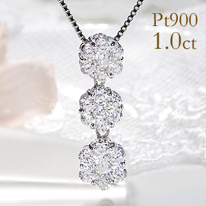 pt900 0.5ct フラワーダイヤモンドネックレス/ペンダント 美品